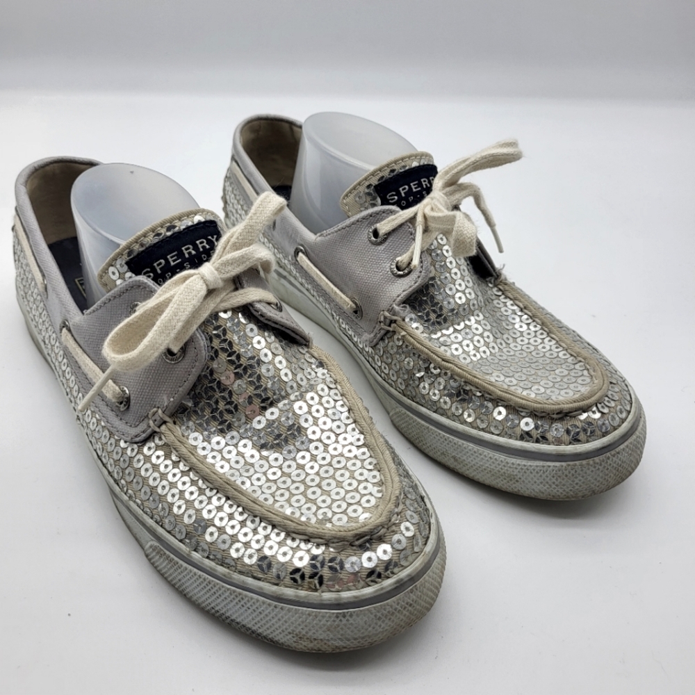 Sperry Silver Sequins Boat Shoes